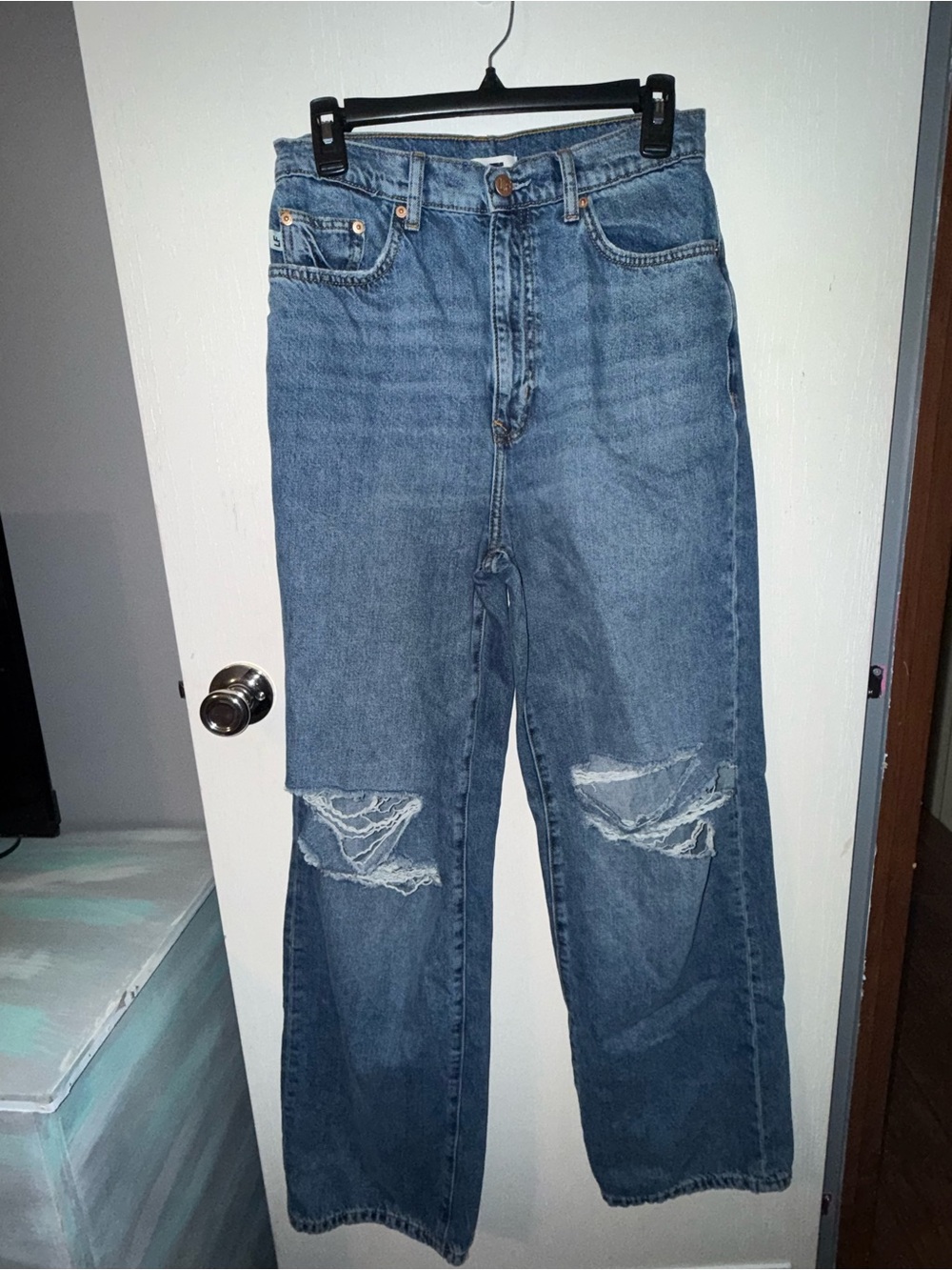 Lovers + Friends Men's Distressed Blue Straight Jeans